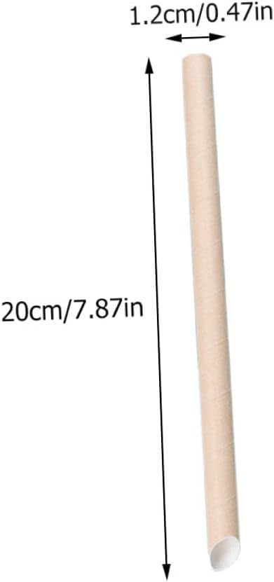 Pulp Paper Straws 100pcs Disposable Drink Straws 12x200mm Kraft Paper Slant Cut for Parties and Shops