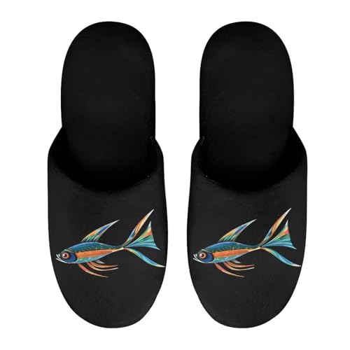 Colorful Fish House Slippers for Men Warm Plush Slip On Slipper for Indoor Outdoor4