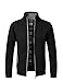 Yeokou Men's Casual Slim Full Zip Thick Knitted Cardigan Sweaters with Pockets (Large, Black)