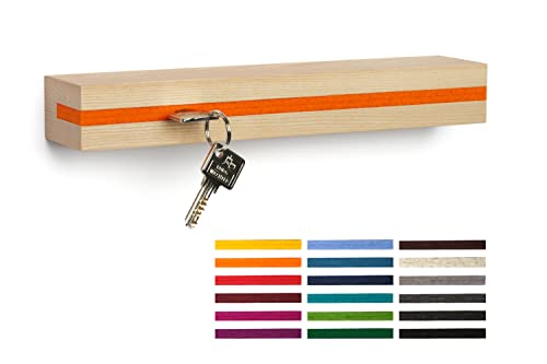 Buchenbusch urban design Colgador de llaves "fresno", fieltro "naranja" (72 variantes), soporte para llaves moderno de madera Cover