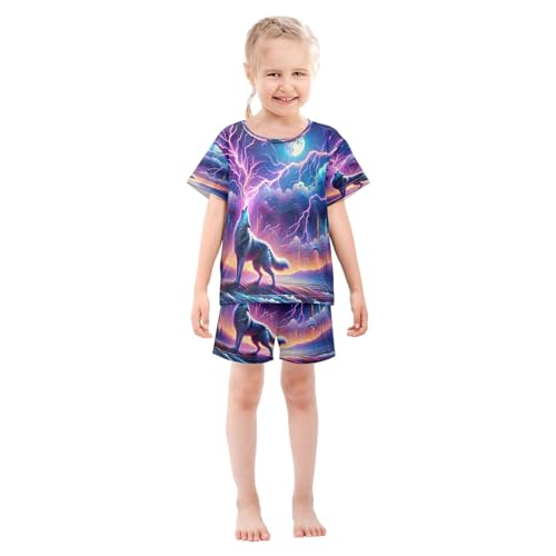senya Short Sleeve Pajamas Sets Summer Cotton Sleepwear Wolf Moon Light3