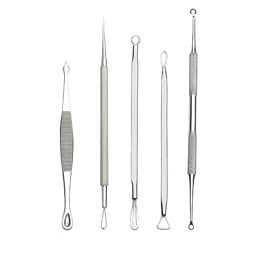 Stelone Pimple Extractor Kit - Professional Blackhead & Acne Tools for Face and Body - Stainless Steel Comedone Extractor Set with Case