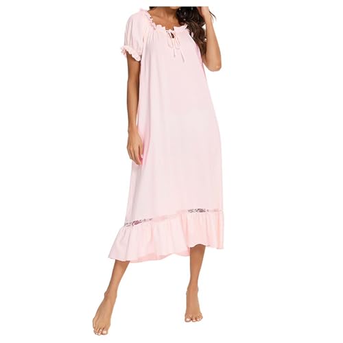 Chemise de nuit femme en dentelle robe de chambre manche courte unie confortable