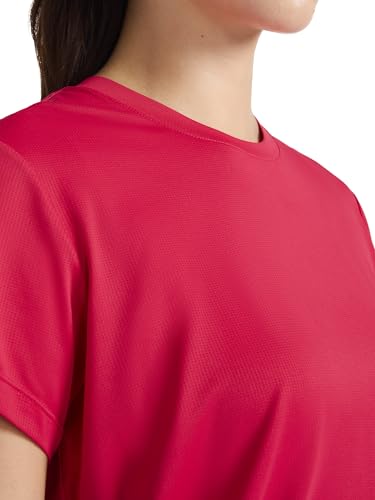 Reebok Women’s Weightless Short Sleeve Mesh Crewneck T-Shirt, Standard Fit, Stretch Poly Fabric, Love Potion, Small - image 4