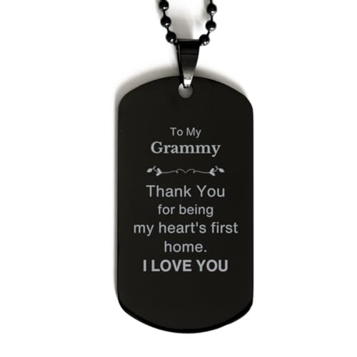 CUCOLUS Gran Gift. to My Gran, You're My Heart's First Home. Black Dog Tag for Gran. Appreciation Gifts for Birthday. Thank You Message Gift