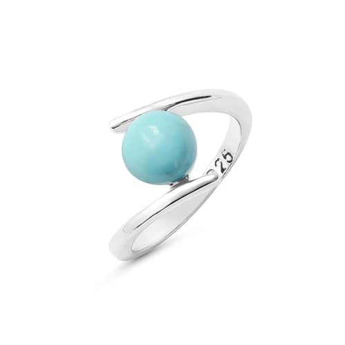 Bague de fiançailles solitaire bypass en argent véritable et turquoise naturelle