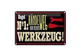 Ontrada Blechschild 12x18cm gewölbt Regel Nr.1 Hände weg von meinem Werkzeug Deko Geschenk Schild