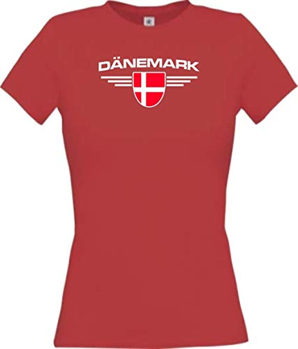 T-shirt Danemark femme personnalisé maillot rouge pays armoiries taille M