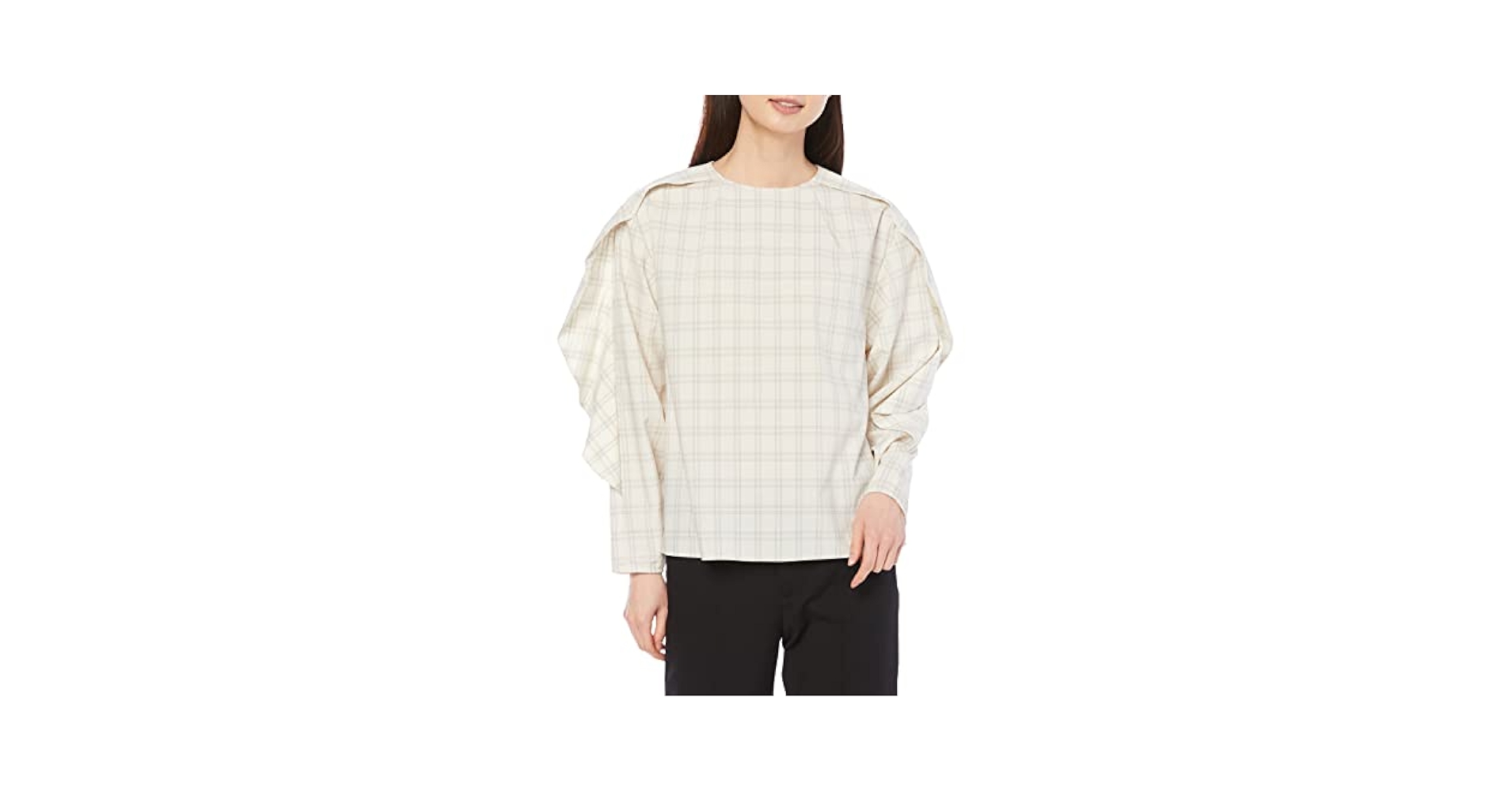 Amazon | [ミースロエ] ストレッチラッフルスリーブデザイン