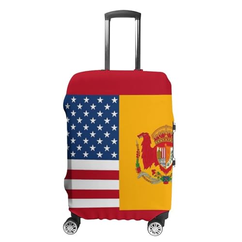 American Spain Flag Elastic Luggage Cover Suitcase Protector for 19-32 Inch Suitcases | Universal Stretchable Travel Bag Cover | Anti-Scratch, Washable with Zipper Closure XL