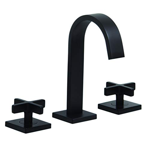 Speakman, Matte Black CD521MB Lura 8 Widespread Bathroom Faucet with Cross Handles and Pop-Up Drain Assembly