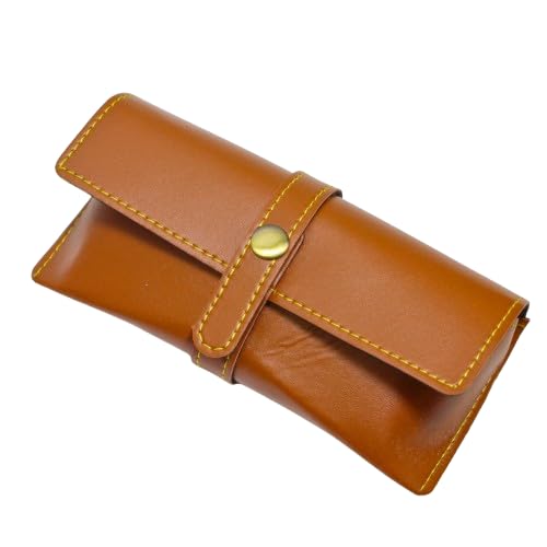 Image of Personalized Leather Goggle Cover | Custom Name | Unisex Faux Leather Eyewear Case with Button Closure | Travel-Friendly & Durable Sunglasses Holder for Men & Women