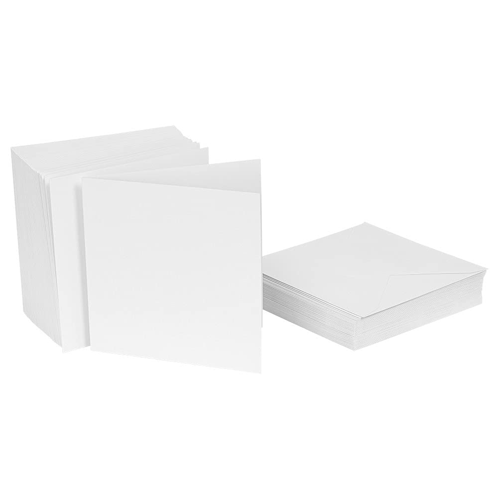 Ideen Mit Herz Juego de Tarjetas Plegables en Blanco Con Sobres | 50 Tarjetas y 50 Sobres | Para Diseñar (14,5 x 14,5 cm | Cuadradas)