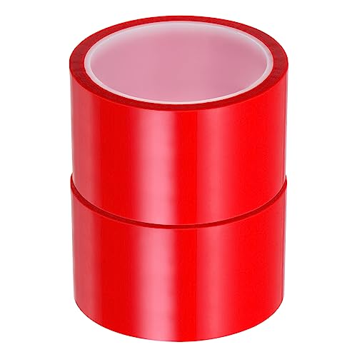 Image of HARFINGTON 2 Rolls Heat Tape High Temperature Heat Resistant Tape 50mmx33m(108ft) Sublimation Thermal Heat Transfer Tape for Sublimation Press No Residue, Red