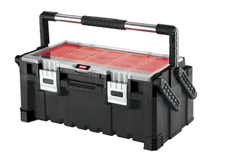 Keter 17187311 Tool Box Including Assorted Master Pro Series Cantilever Tool Box 22 Inches Plastic Red