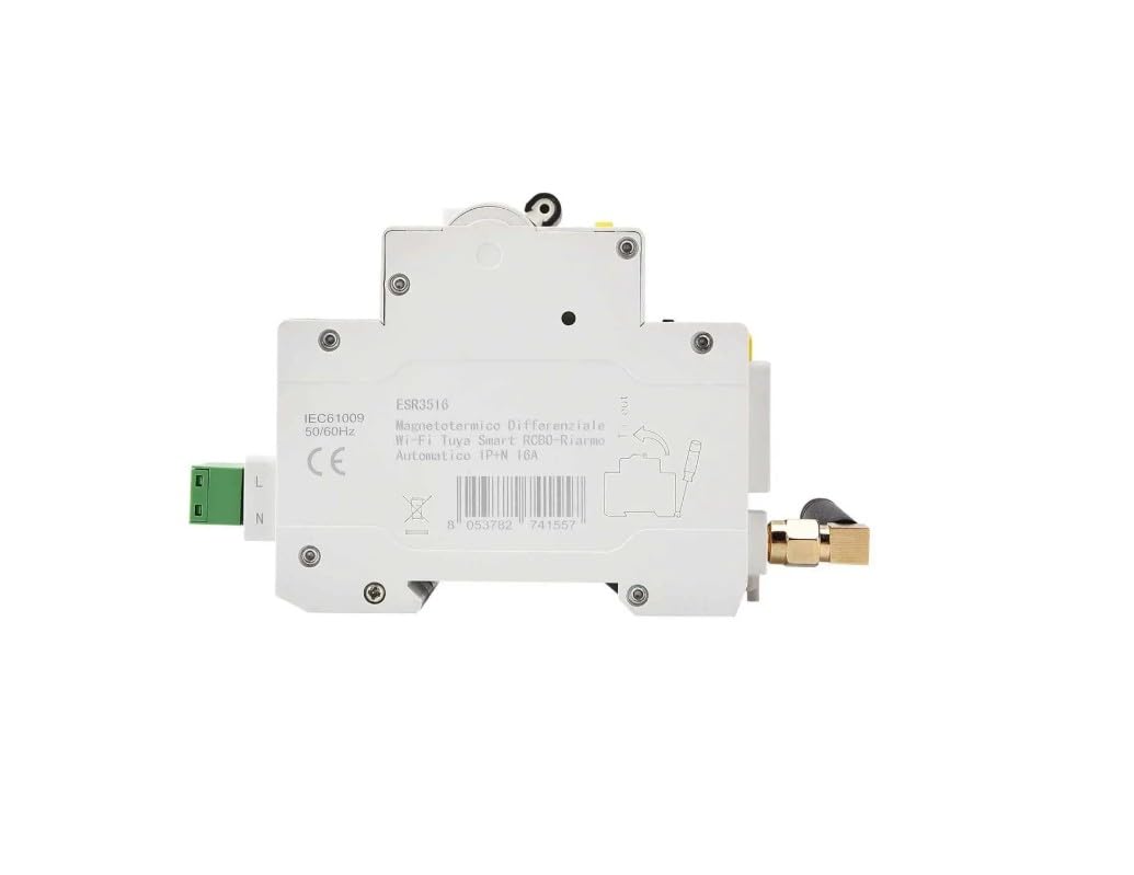 Interruttore Differenziale RCBO WiFi 1P+N 16A con Protezione Tuya Smart per Impianti Domestici – ESR3516