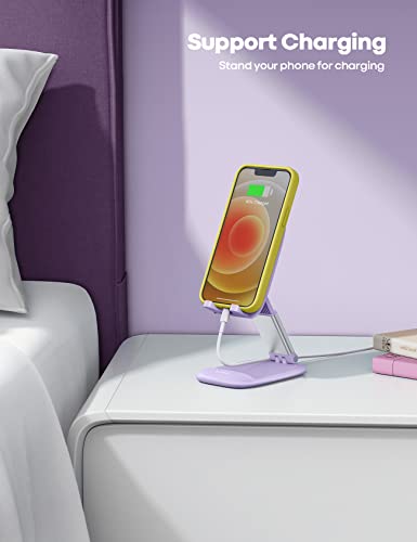 Lamicall Purple Phone Stand For Desk - Purple Cell Phone Holder Purple Desk Accessories Desktop Office Must Have Compatible With Iphone 13 Pro Max Mini, 12 11 Xr X 8 7 6 Plus Se, 4-8'' Smartphone #TOP2
