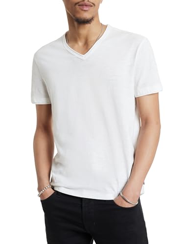 T-shirt Homme John Varvatos Miles Col V en Coton Slub Noir