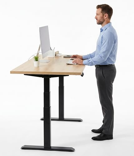 Schultz GmbH & Co. KG eDesk® Höhenverstellbarer Schreibtisch Massivholz (Buche Hell, 160x80) – Elektrisch mit leisem Motor, Touchdisplay & USB-Ports – Ergonomisch, Stabil & Ideal für Homeoffice