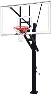 Stainless Olympia Arena Stainless Steel-Glass In Ground Adjustable Basketball System Scarlet