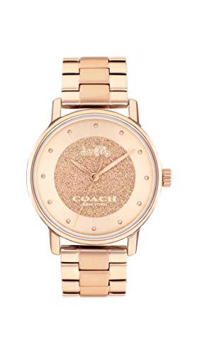 Image of Coach Grand Qtz Basic Rose Gold Round Dial Women's Watch|Ionic Plated Rose Gold Steel Material|Rose Gold Color Band - 14503941