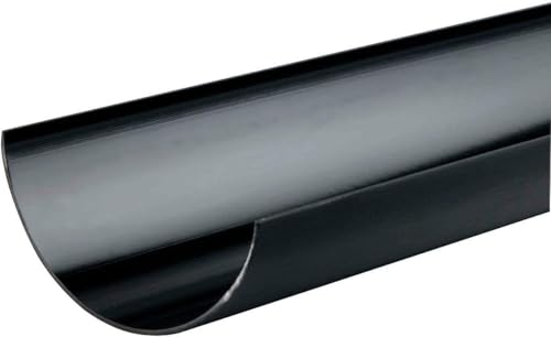 Half Round Rainwater Gutter (Pack of 4) - Mini Shed Guttering with a Free Clip (Black, 2 metre)