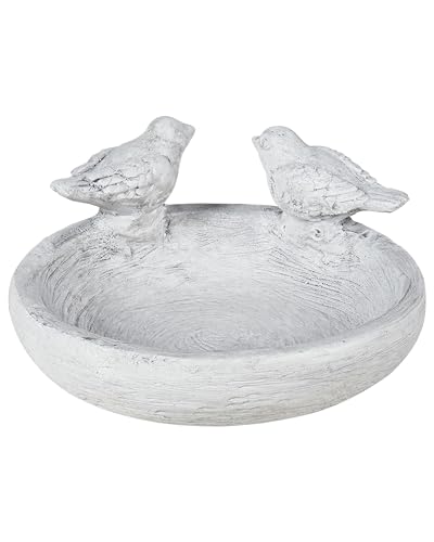 Beliani Fontana da Giardino per Uccelli Ciotola Acqua Alimentatore MGO Decorativo Grigio