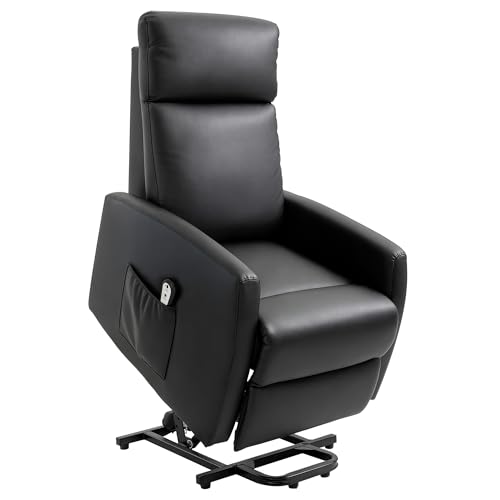 HOMCOM Sillón Levanta Personas Sillón Relax Eléctrico Sillón Elevador Reclinable 145° con Control Remoto Reposapiés para Personas Mayores 67x95x105 cm Negro