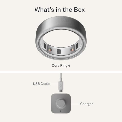 Oura Ring 4 - Brushed Silver - Size 5 - Smart Ring - Size First with Oura Ring 4 Sizing Kit - Sleep Tracking Wearable - Heart Rate - Fitness Tracker - Up to 8 Days of Battery Life - 4