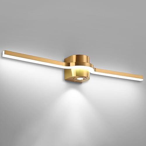 Image of SOLFART Bathroom Light Fixtures 32 Inch Dimmable Bathroom Lights Brushed Bronze Vanity Lights for Bath LED Modern Wall Light D
