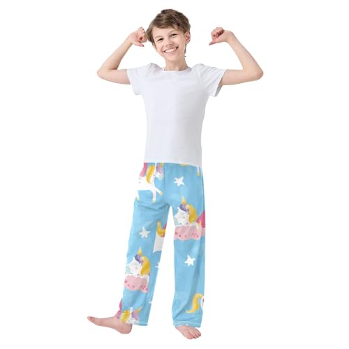 Magic Unicorn Boys Pants Boys Athletic Pants Long Pant for Boywith Pockets Wide-Leg Size 6-14Y3