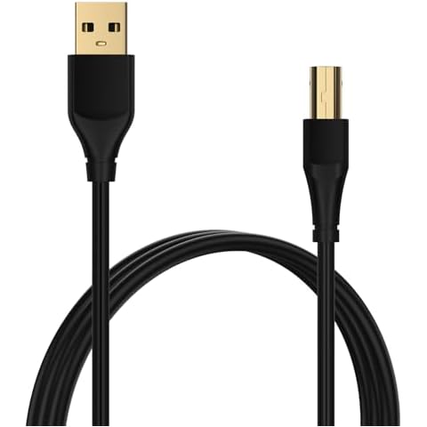 6FT Printer USB Cable,USB 2.0 Printer Cable,USB A to USB B Printer Cord Compatible with Scanners/HP Deskjet/HP Envy/HP Officejet/Canon/Samsung/Dell/Epson/Lexmark/Oki/Brother/Piano/DAC Cover