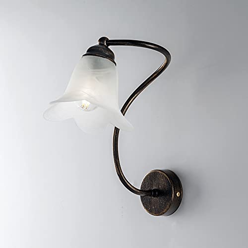 Applique da parete in ferro battuto classico ruggine e oro 1 luce corridoio camera da letto salotto bon-362