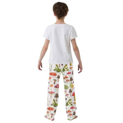 ZZXXB Frog Mushroom Print Boys Long Pants Soft Trousers Elastic Waist Kids Lounge Bottoms with Pockets S-XL3