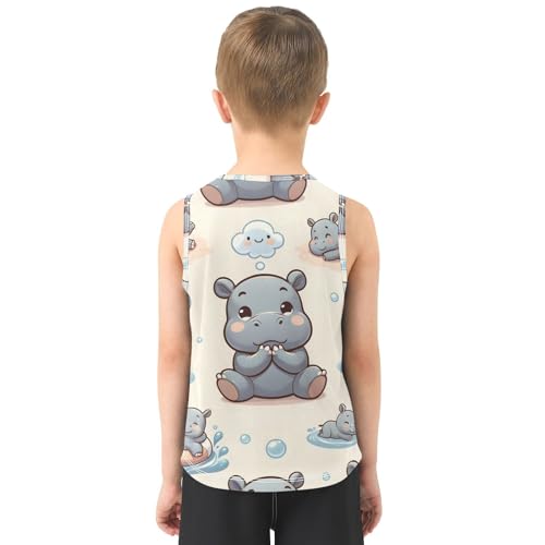 susiyo Cartoon Hippo Animals Boys Sleeveless Tank Top Girls Athletic T Shirt3