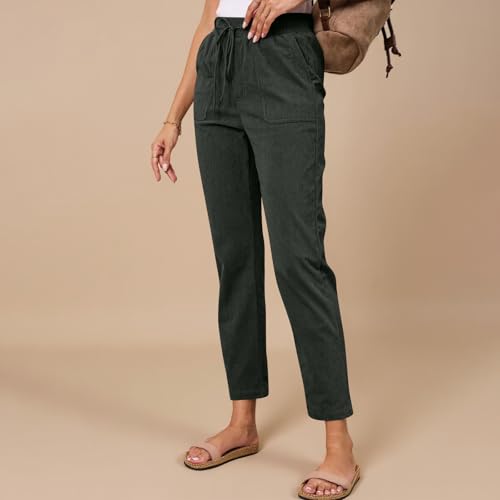 Vintage Corduroy Pants Women Dressy Casual Straight Leg Pants with Pockets Fall Comfortable High Waist Work Trousers3