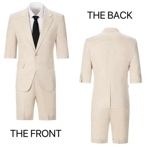 Men's 2 Piece Linen Suits Set Beach Wedding Suits Regular Fit Lightweight Blazer Jacket and Pants3