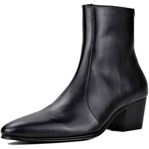 OSSTONE Men Chelsea Ankle Boots Leather Chukka Boots Casual Heel Retro Dress Boots JY046-US Cover