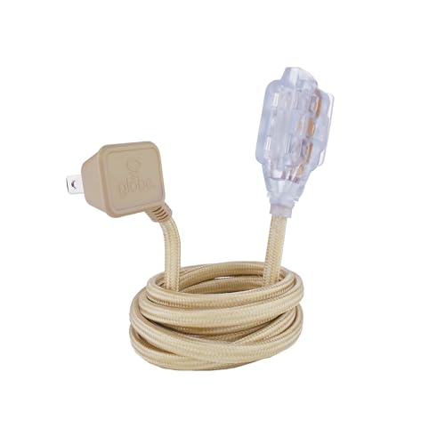 Globe Electric 22816 Designer Series 9ft Fabric Extension Cord, 3 Polarized Outlets, Right Angle...