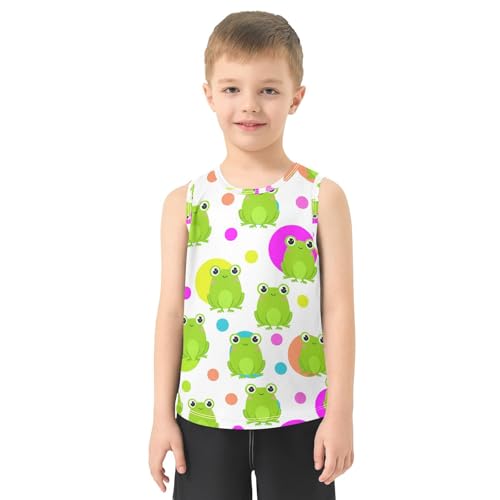 J JOYSAY Frog Polka Dot Colorful Boys Tank Top Sleeveless Muscle Shirts Quick Dry Kids T-Shirts 3-15T2