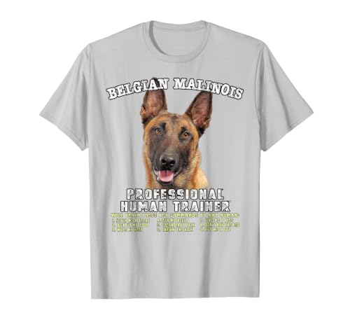 Belgian Malinois Dog Professional Human Trainer T-Shirt, Men, Silver Grey, Large