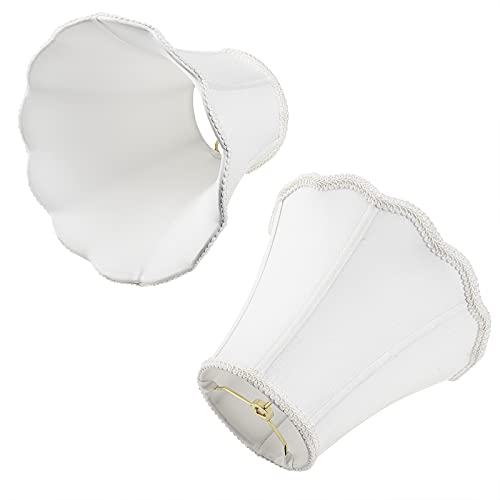 White Bell スカラップランプシェード 上部5インチ x 下部10インチ x 傾斜高さ8.3インチ x 垂直高さ8インチ インペリアルランプシェード交換用 真鍮スパイダー