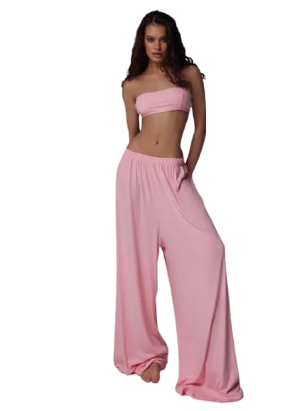 Women's Cotton Pyjama Bottoms | Loose Fit | Casual Loungewear with Elastic Waistband | Velour Cloudfall Pjs | Stylish Women's Palazzon-picture-25