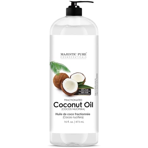 Majestic Pure Fractionated Coconut Oil - Relaxing Massage Oil, Liquid Carrier Oil for Diluting Essential Oils - Skin, Lip, Body & Hair Oil Moisturizer & Softener - 16 fl oz