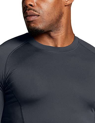 Athlio Men's Upf 50+ Long Sleeve Compression Shirts, Water Sports Rash Guard Base Layer, Athletic Workout Shirt, 3Pack Black/Charcoal/Red, X-Large #TOP6