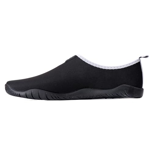 Sapatilha Aquática Náutica de Neoprene Praia Pesca Piscina Confortável Calce Fácil (Preto com cinza,