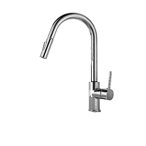 キッチン混合水栓、 キッチン蛇口 ステンレススチール 引き出し式 センサー タッチコントロール 温水 冷水 マルチカラー(Chrome No Sensor)