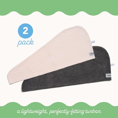 Turbie Twist 2-Pack Microfiber Hair Towel for Beauty, Travel, Gifting - Hair Wrap Turban for Straight, Wavy & Curly Hair - Premium Personal Care - Grey & Light Pink
