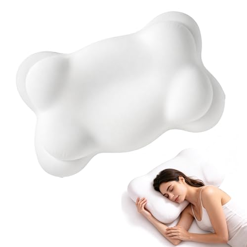SXIOQI Cloud-Shaped Cozy Sleep Pillow Dual Height Foam Support White