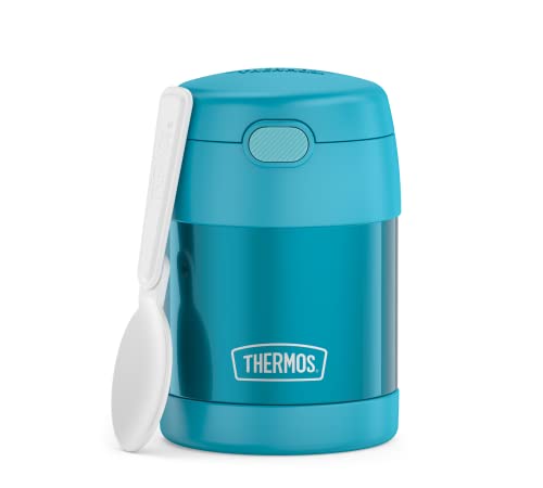 Thermos Kids FUNTAINER FOOD JAR 0,30 l, ocean teal, contenitore termico per cibo con cucchiaio per bambini, 5 h caldo/7 h freddo, assolutamente ermetico per zuppa, cereali, pausa